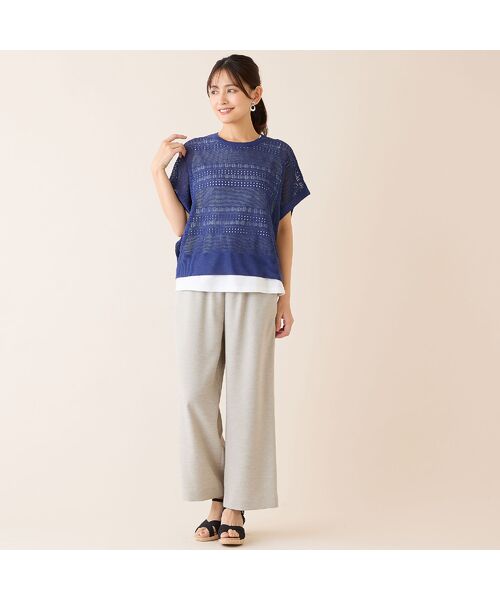 LOBJIE / ロブジェ その他パンツ | 【洗える・吸水速乾・接触冷感】オックスストレッチワイドパンツ | 詳細6