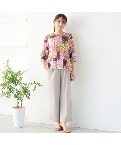 LOBJIE / ロブジェ その他パンツ | 【洗える・吸水速乾・接触冷感】オックスストレッチワイドパンツ | 詳細9