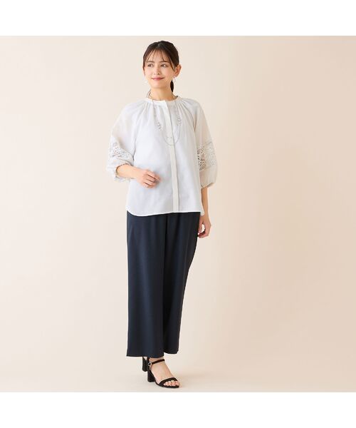 LOBJIE / ロブジェ その他パンツ | 【洗える・吸水速乾・接触冷感】オックスストレッチワイドパンツ | 詳細13