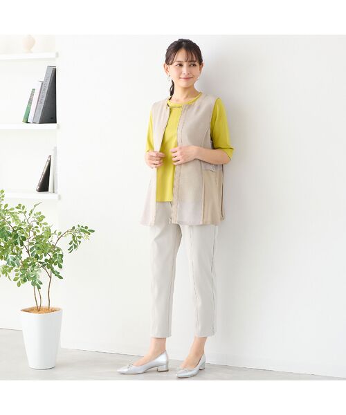 LOBJIE / ロブジェ ショート・ハーフ・半端丈パンツ | 【洗える・接触冷感・UVカット・S~LLサイズ展開】ドライタッチクロップドパンツ | 詳細7