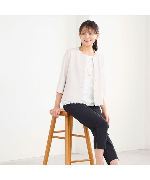 LOBJIE / ロブジェ ショート・ハーフ・半端丈パンツ | 【洗える・接触冷感・UVカット・S~LLサイズ展開】ドライタッチクロップドパンツ | 詳細13