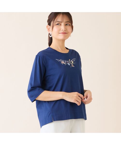 LOBJIE / ロブジェ カットソー | 【洗える・綿100%・日本製】モチーフ刺繍Tシャツ | 詳細2
