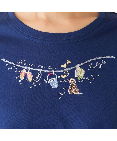 LOBJIE / ロブジェ カットソー | 【洗える・綿100%・日本製】モチーフ刺繍Tシャツ | 詳細4