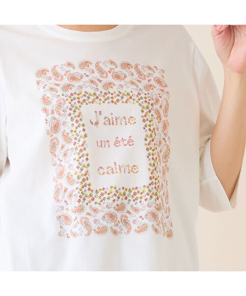 LOBJIE / ロブジェ カットソー | 【洗える・綿100%・日本製】ペイズリーフレーム柄Tシャツ | 詳細2