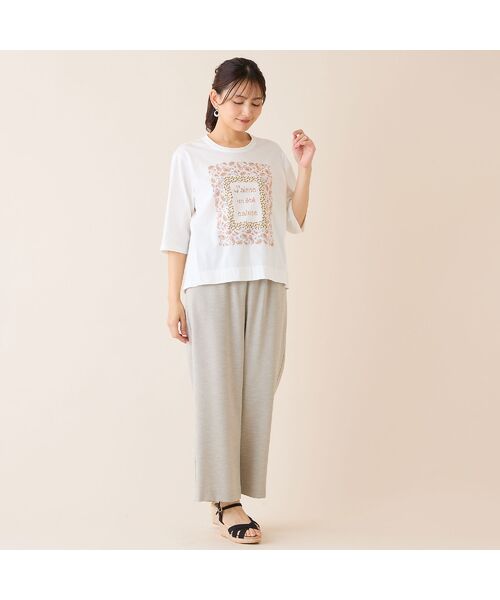 LOBJIE / ロブジェ カットソー | 【洗える・綿100%・日本製】ペイズリーフレーム柄Tシャツ | 詳細4