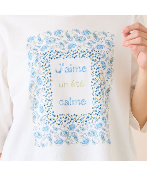 LOBJIE / ロブジェ カットソー | 【洗える・綿100%・日本製】ペイズリーフレーム柄Tシャツ | 詳細11