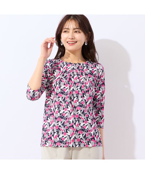 LOBJIE / ロブジェ カットソー | 【洗える・日本製】幾何フラワーカットソー（ピンク）