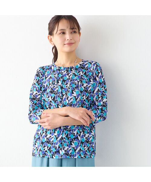 LOBJIE / ロブジェ カットソー | 【洗える・日本製】幾何フラワーカットソー（ブルー）