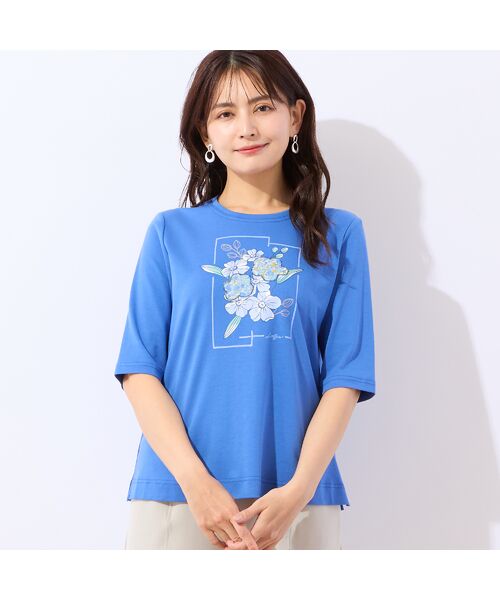 LOBJIE / ロブジェ カットソー | 【洗える・綿100%】アップリケTシャツ（ブルー）