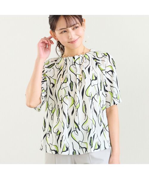 LOBJIE / ロブジェ カットソー | 【洗える・日本製】Callaプリントトップス（ホワイト）