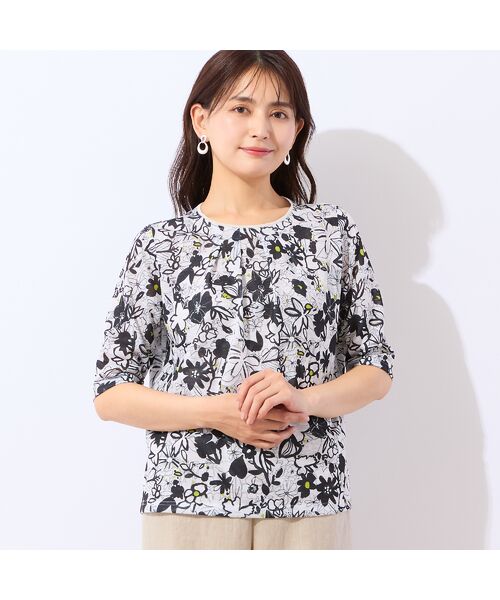 LOBJIE / ロブジェ カットソー | 【洗える・日本製】ポップフラワー柄カットソー（ホワイト）