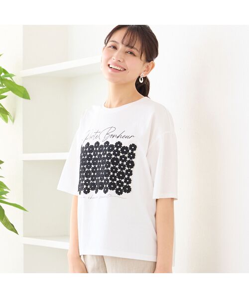 LOBJIE / ロブジェ カットソー | 【洗える】フラワーレースつきTシャツ | 詳細2