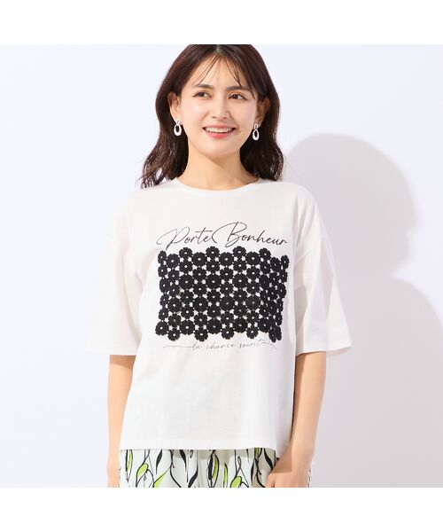 LOBJIE / ロブジェ カットソー | 【洗える】フラワーレースつきTシャツ | 詳細7