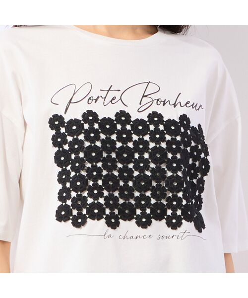 LOBJIE / ロブジェ カットソー | 【洗える】フラワーレースつきTシャツ | 詳細8