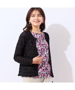 LOBJIE / ロブジェ カーディガン・ボレロ | 透かし柄ニットカーディガン