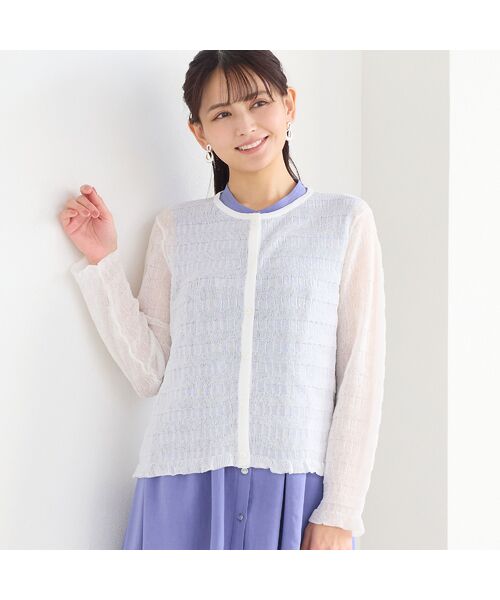 LOBJIE / ロブジェ カーディガン・ボレロ | 透かし柄ニットカーディガン | 詳細2
