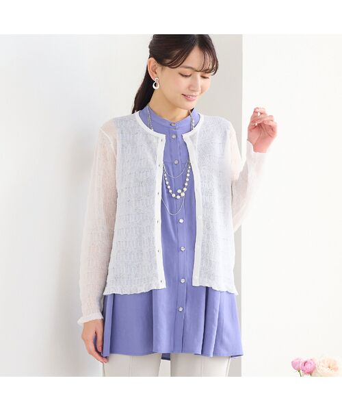 LOBJIE / ロブジェ カーディガン・ボレロ | 透かし柄ニットカーディガン | 詳細3