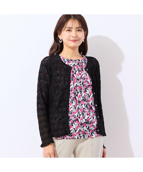 LOBJIE / ロブジェ カーディガン・ボレロ | 透かし柄ニットカーディガン | 詳細6