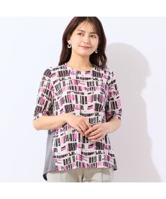 LOBJIE / ロブジェ カットソー | 【洗える・日本製】レイヤード風幾何柄Tシャツ