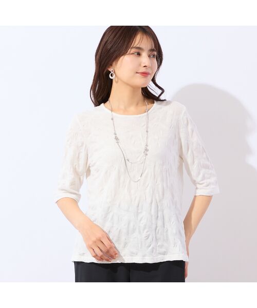 LOBJIE / ロブジェ カットソー | 【洗える・綿100%・日本製】強撚ジャカードTシャツ | 詳細1