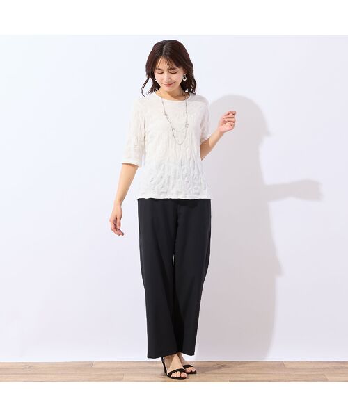 LOBJIE / ロブジェ カットソー | 【洗える・綿100%・日本製】強撚ジャカードTシャツ | 詳細4