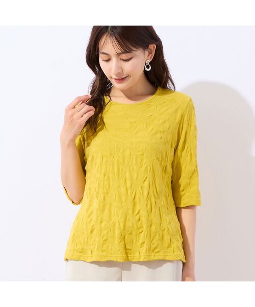 LOBJIE / ロブジェ カットソー | 【洗える・綿100%・日本製】強撚ジャカードTシャツ | 詳細13
