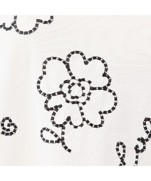 LOBJIE / ロブジェ カットソー | 【洗える・綿100%】花刺繍AラインTシャツ | 詳細3