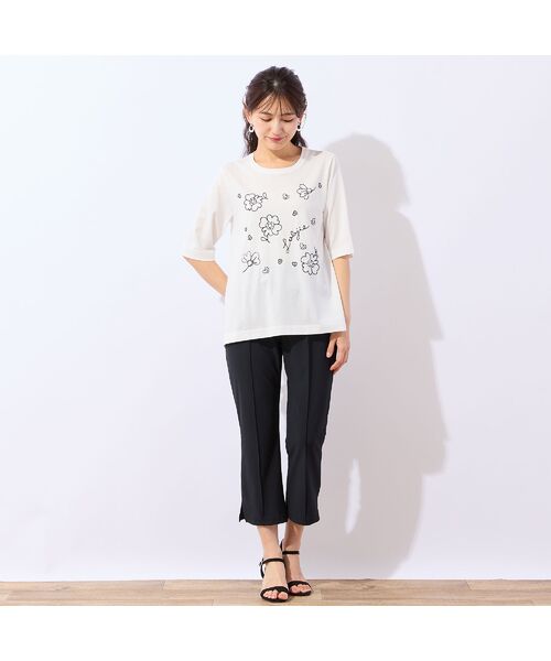 LOBJIE / ロブジェ カットソー | 【洗える・綿100%】花刺繍AラインTシャツ | 詳細5