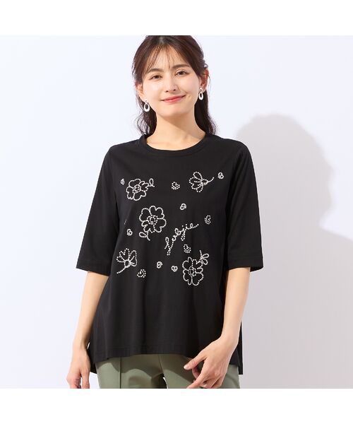 LOBJIE / ロブジェ カットソー | 【洗える・綿100%】花刺繍AラインTシャツ | 詳細7