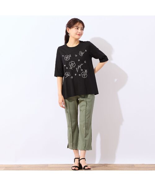 LOBJIE / ロブジェ カットソー | 【洗える・綿100%】花刺繍AラインTシャツ | 詳細10
