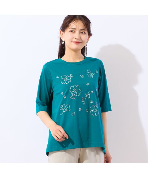 LOBJIE / ロブジェ カットソー | 【洗える・綿100%】花刺繍AラインTシャツ | 詳細12