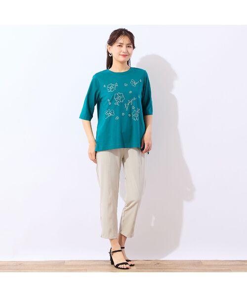 LOBJIE / ロブジェ カットソー | 【洗える・綿100%】花刺繍AラインTシャツ | 詳細14