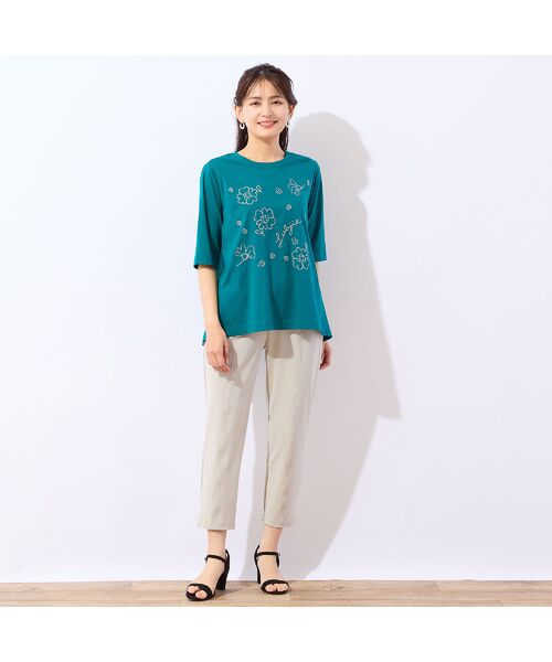 LOBJIE / ロブジェ カットソー | 【洗える・綿100%】花刺繍AラインTシャツ | 詳細15