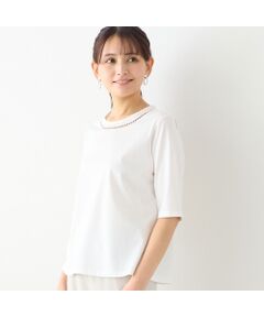 LOBJIE / ロブジェ カットソー | 【洗える・綿100%・日本製】ハシゴ刺繍コットンTシャツ