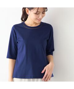 LOBJIE / ロブジェ カットソー | 【洗える・綿100%・日本製】ハシゴ刺繍コットンTシャツ