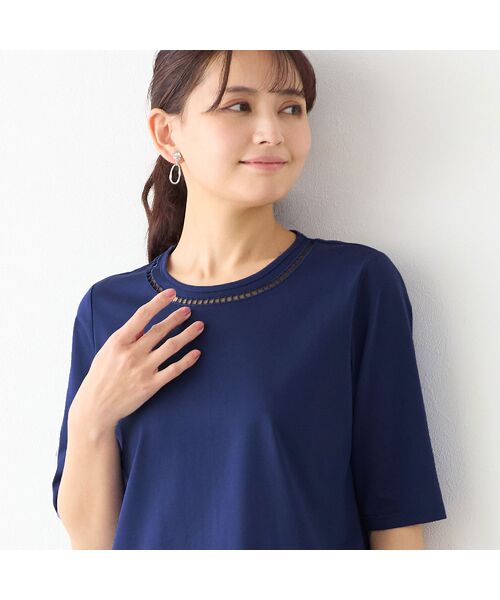 LOBJIE / ロブジェ カットソー | 【洗える・綿100%・日本製】ハシゴ刺繍コットンTシャツ | 詳細9