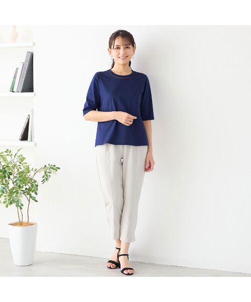 LOBJIE / ロブジェ カットソー | 【洗える・綿100%・日本製】ハシゴ刺繍コットンTシャツ | 詳細10