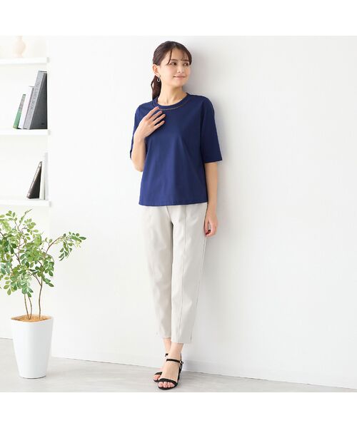 LOBJIE / ロブジェ カットソー | 【洗える・綿100%・日本製】ハシゴ刺繍コットンTシャツ | 詳細11