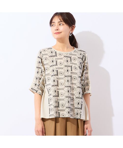 LOBJIE / ロブジェ カットソー | 【洗える・日本製】フロント刺繍入りプルオーバー | 詳細1