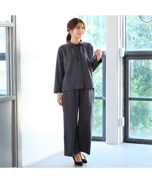 LOBJIE / ロブジェ その他パンツ | 【洗える・セットアップ可】ウエストリボンドット柄セミワイドパンツ | 詳細11