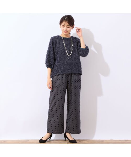 LOBJIE / ロブジェ その他パンツ | 【洗える・セットアップ可】ウエストリボンドット柄セミワイドパンツ | 詳細6