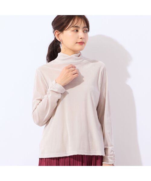 LOBJIE / ロブジェ カットソー | 【洗える・日本製】フロッキーチュールトップス（ベージュ）