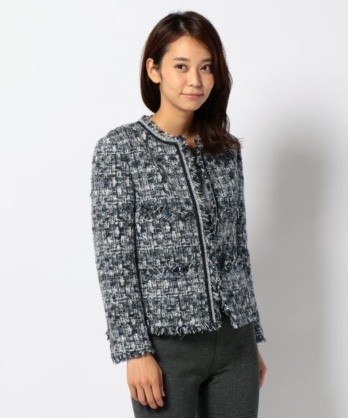 セール Tournierファンシーツイード ジャケット ノーカラージャケット L Size Onward 大きいサイズ エルサイズオンワード ファッション通販 タカシマヤファッションスクエア