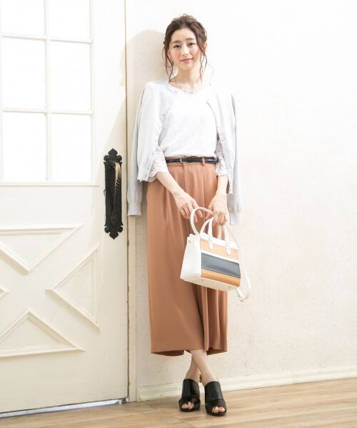 セール 木村文乃さんドラマ着用 セットアップ対応 ライトサテン ガウチョパンツ ショート ハーフ 半端丈パンツ L Size Onward 大きいサイズ エルサイズオンワード ファッション通販 タカシマヤファッションスクエア