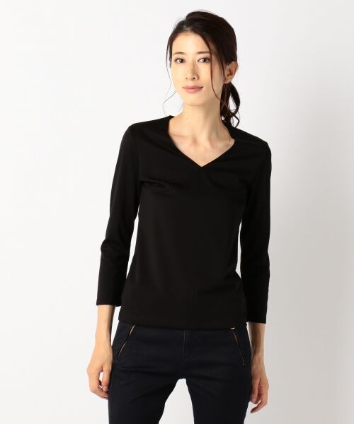 【洗える】Premium Jersey Vネックカットソー （Tシャツ）｜L size ONWARD(大きいサイズ) / エルサイズオンワード  ファッション通販 タカシマヤファッションスクエア