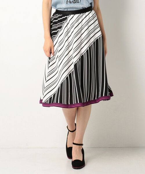 セール ウエストゴム ドゥブル ジュ ストライプ スカート ミニ ひざ丈スカート L Size Onward 大きいサイズ エルサイズオンワード ファッション通販 タカシマヤファッションスクエア