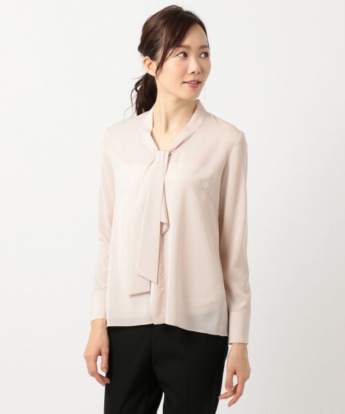 L size ONWARD(大きいサイズ) / エルサイズオンワード トップス | Nanna ボウタイブラウス(ピンク系)