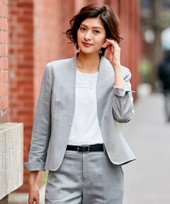 L size ONWARD(大きいサイズ) / エルサイズオンワード ノーカラージャケット | 【スーツ】YUNSA ノーカラージャケット