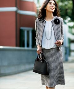 L size ONWARD(大きいサイズ) / エルサイズオンワード ミニ・ひざ丈スカート | カラミツイード スカート(検索番号W27)