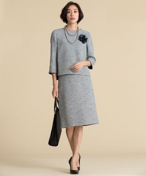 L size ONWARD(大きいサイズ) / エルサイズオンワード ミニ・ひざ丈スカート | カラミツイード スカート(検索番号W27) | 詳細4